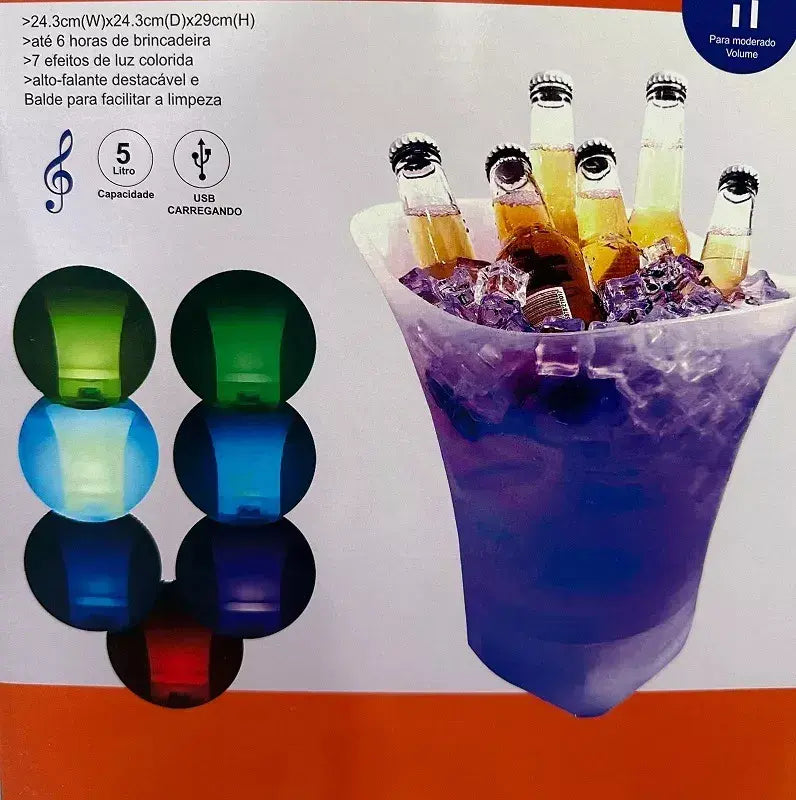 Cubetera con altavoz y luces LED 5L