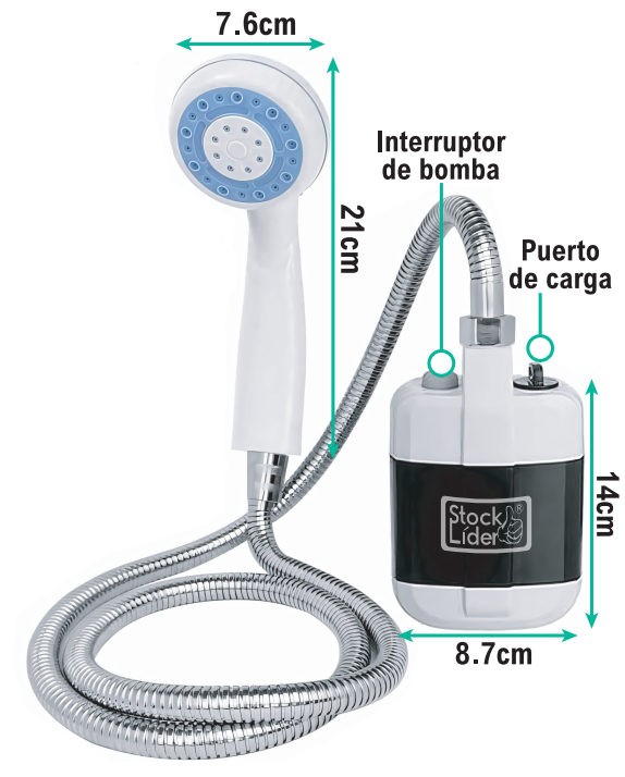 Ducha portátil recargable para casa y viaje