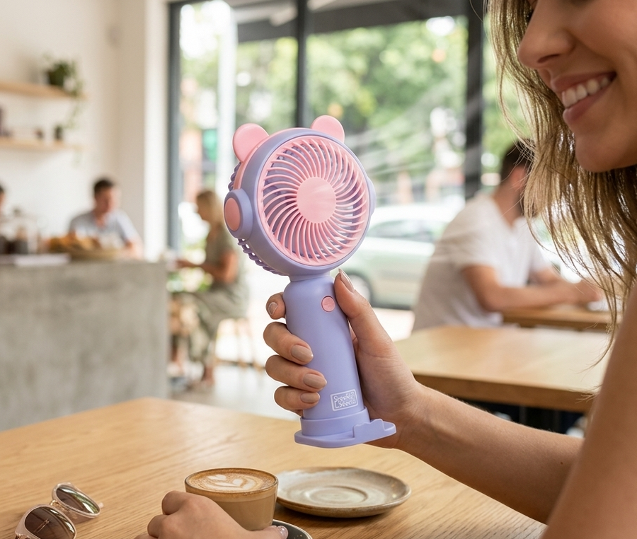 Ventilador portátil con soporte móvil
