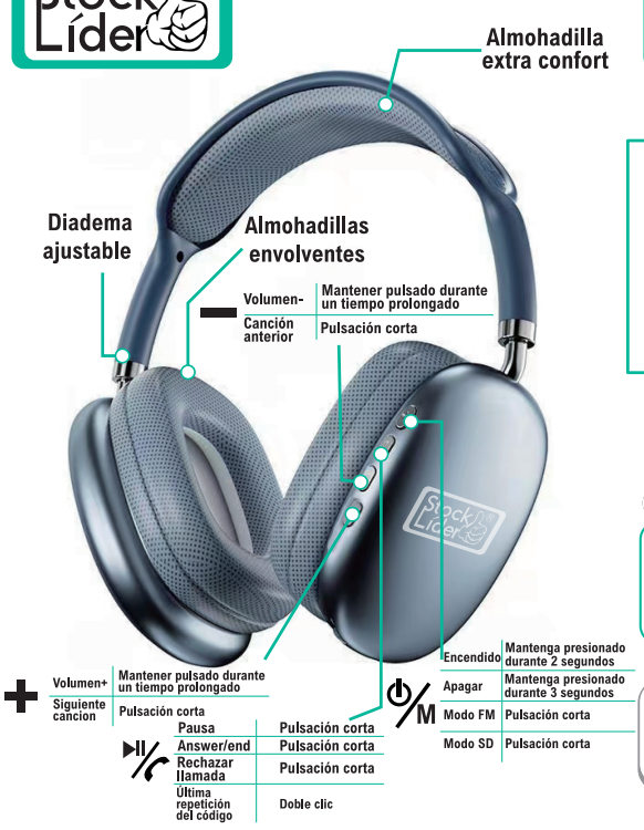 Auriculares inalámbricos cómodos y ligeros