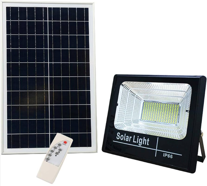 Foco LED con placa solar 100W exterior
