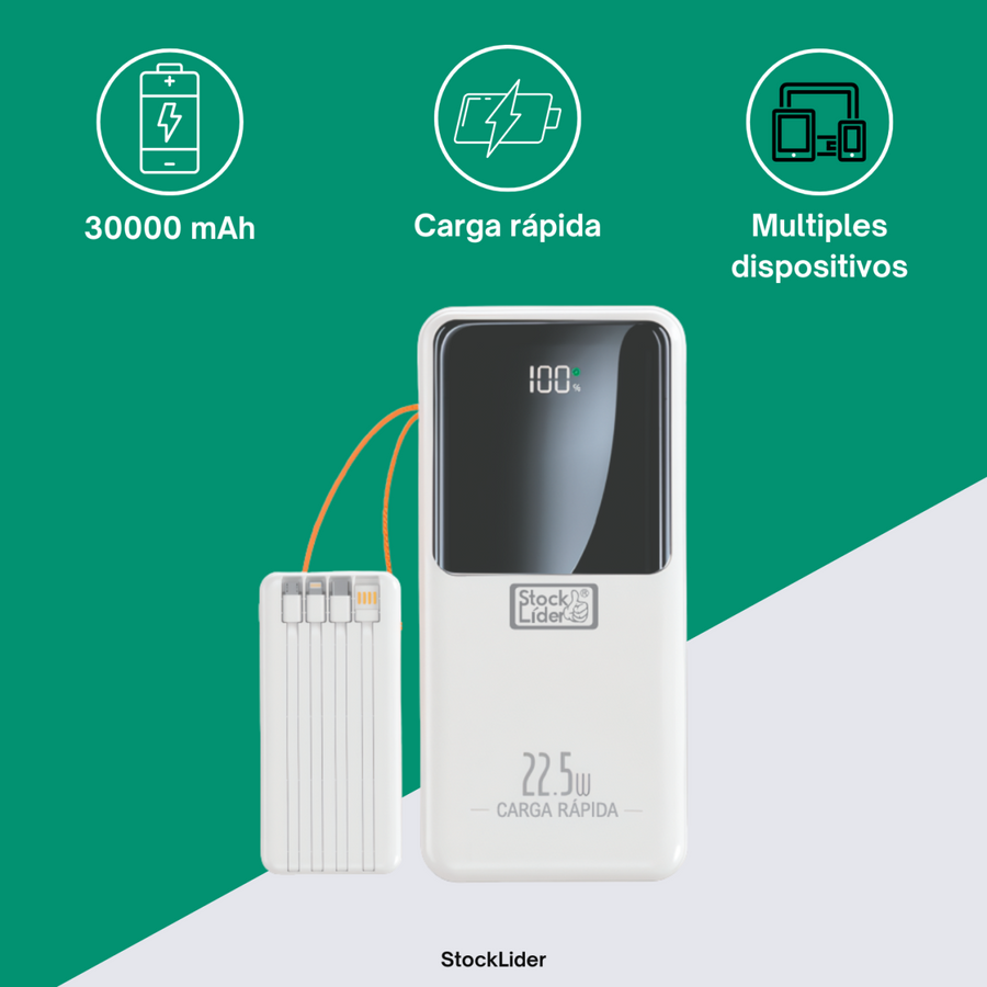 Powerbank carga rápida 30000mAh 22.5W