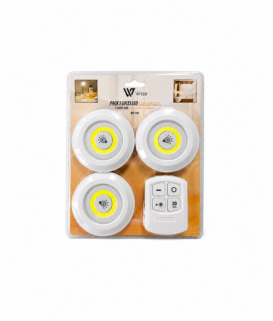 Luces LED Adhesivas con Mando | Pack 3