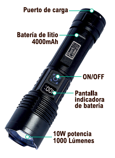 Linterna potente led recargable | ViamoMas