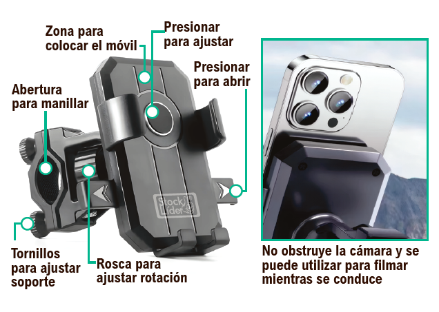 Soporte de móvil para bicicleta 360°
