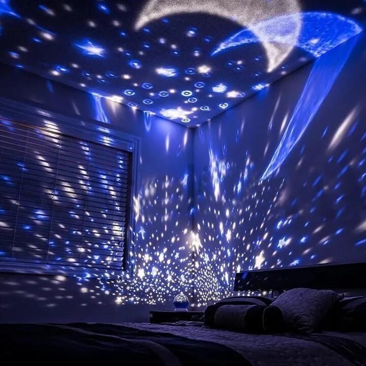 Proyector giratorio de estrellas y luna