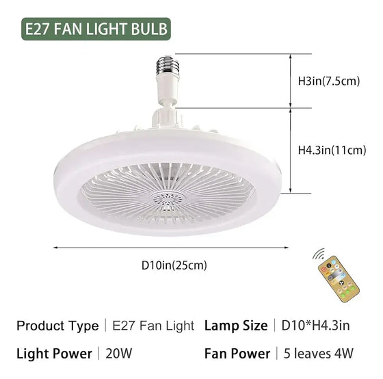 Lámpara ventilador techo LED con mando