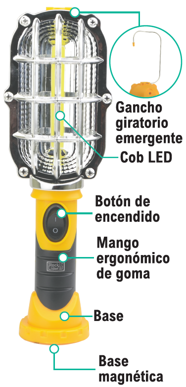 Lámpara de trabajo LED COB portátil