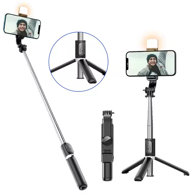 Trípode selfie móvil con luz y Bluetooth