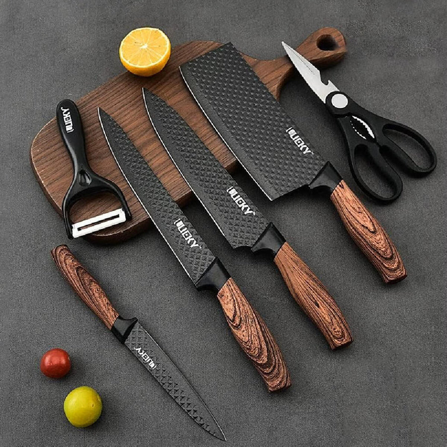Juego de cuchillos cocina 6 piezas negro