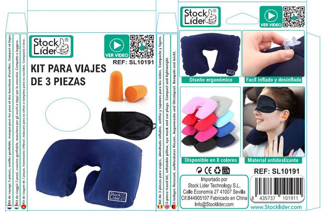 Almohada de viaje kit 3 piezas