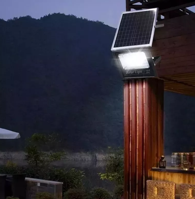 Foco LED con placa solar 200W exterior