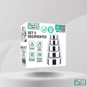 Set 5 recipientes acero inoxidable | ViamoMas