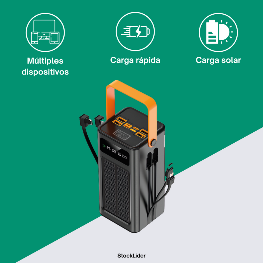Powerbank solar 50000mAh con carga rápida
