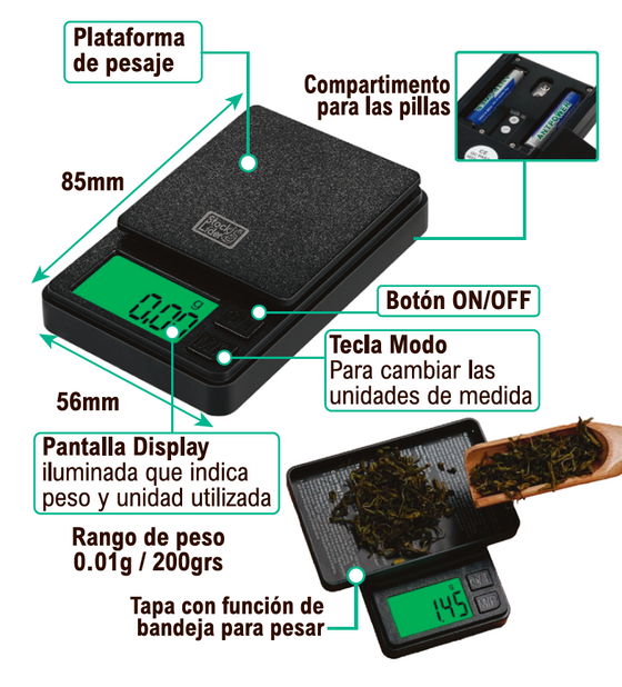 Báscula digital de precisión 0,01 g