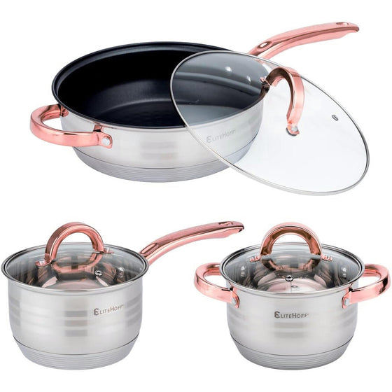 Batería de cocina 12 piezas inducción rosa
