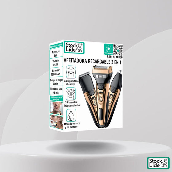 Afeitadora recargable 3 en 1 para mujer
