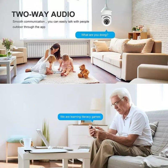 Cámara wifi bombilla 360° con app