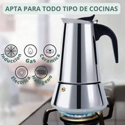 Cafetera italiana inducción 9 tazas acero