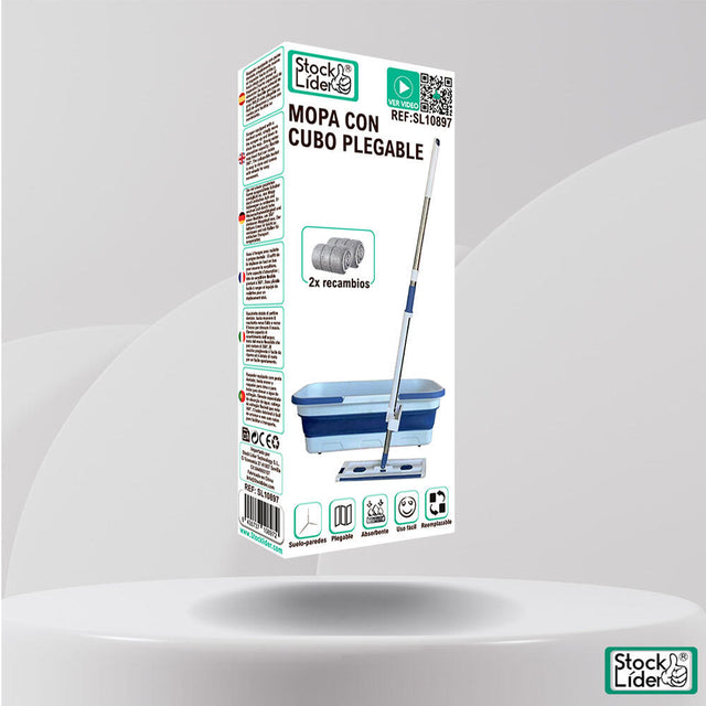 Mopa con cubo plegable para casa
