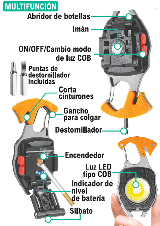 Mini lámpara llavero multifunción | ViamoMas