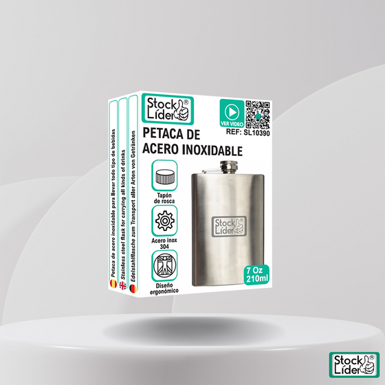Petaca de acero inoxidable compacta