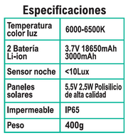 Farola solar 120 LED COB para exterior
