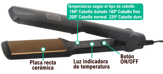 Plancha para el cabello cerámica 4 temperaturas