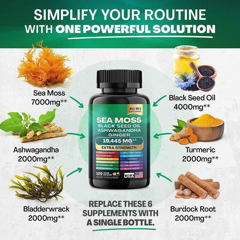 Sea Moss Black Seed Ashwagandha 60 cápsulas