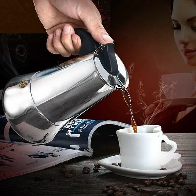 Cafetera italiana inducción 6 tazas inox
