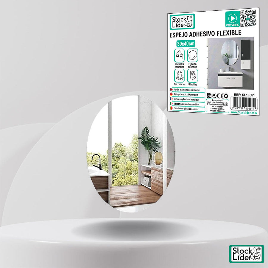 Espejo adhesivo flexible 30x40 sin taladro