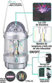 lámpara recargable proyector RGB portátil