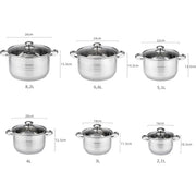 Batería de Cocina 12 Piezas Acero Inoxidable