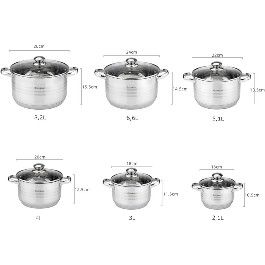 Batería de Cocina 12 Piezas Acero Inoxidable