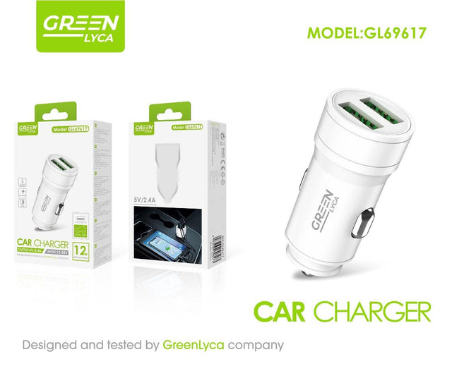 Cargador coche USB dual 2,4A Green Lyca