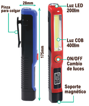 Mini linterna LED COB compacta y potente