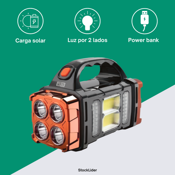 Lámpara solar recargable portátil 4 modos