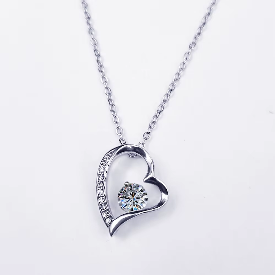 Collar corazón acero con caja LED