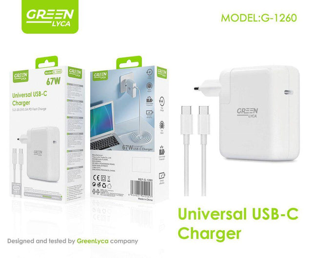 Cargador PD USB-C 67W rápido y compacto