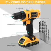 Taladro Inalámbrico 21V con 93 Piezas