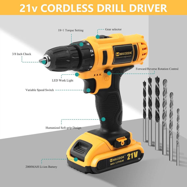 Taladro Inalámbrico 21V con 93 Piezas
