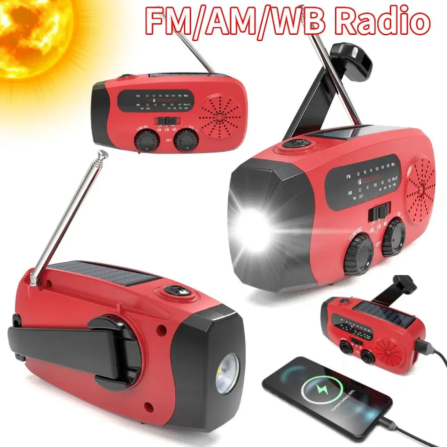 Radio linterna manivela emergencia