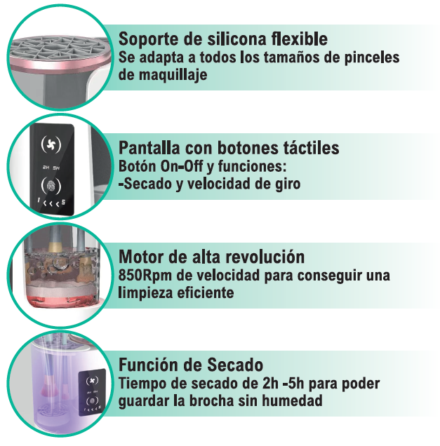 Limpia brochas eléctrico 3 en 1 | ViamoMas