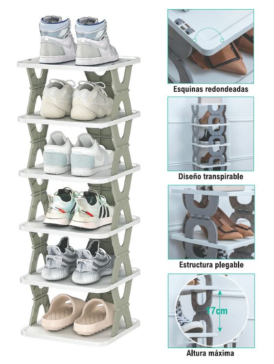Zapatero 6 plantas plegable y ajustable