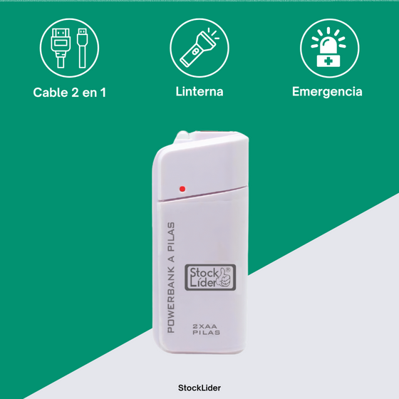 Powerbank a pilas AA con linterna LED