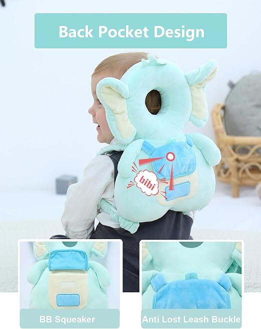 Almohadilla anticaída bebé elefante azul