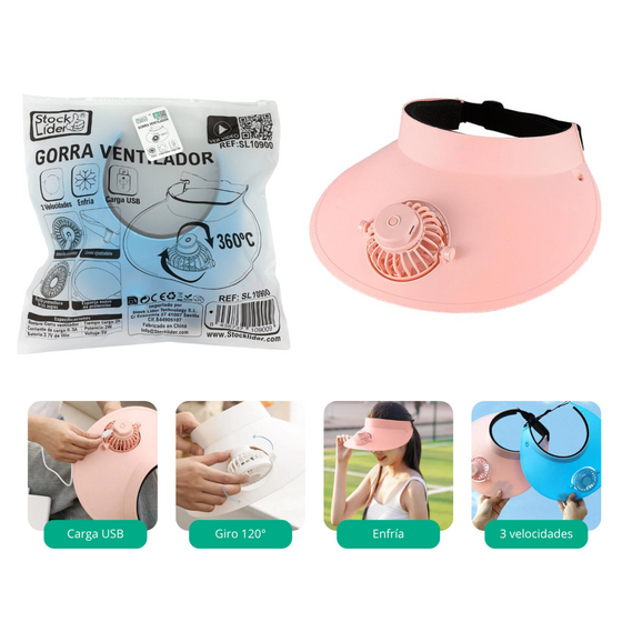 Gorra ventilador USB 360° | ViamoMas