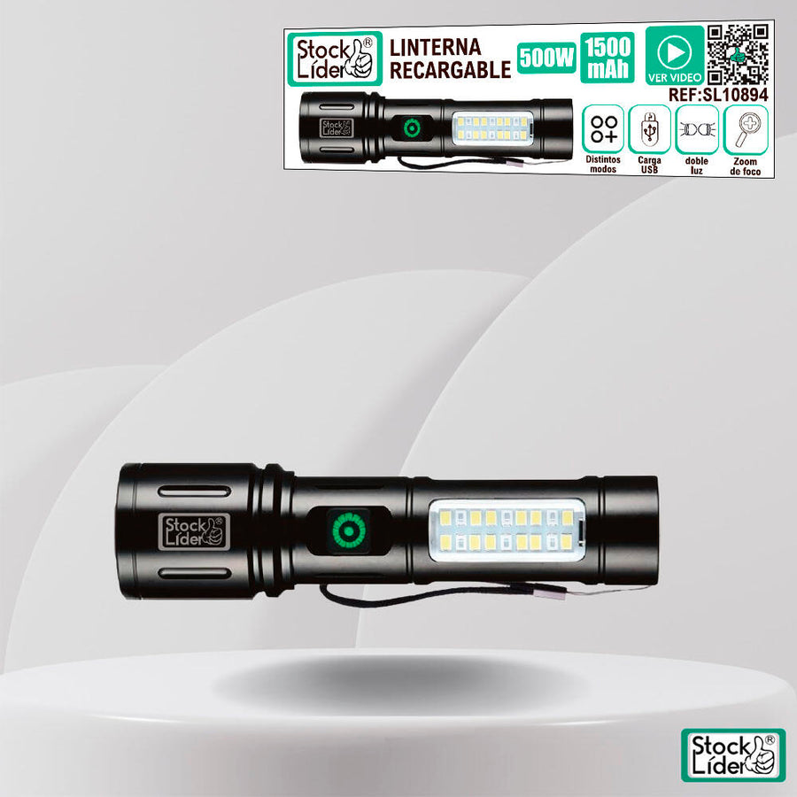 Linterna recargable con zoom