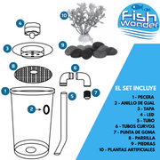 Acuario con limpieza integrada y LED