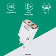 Cargador USB + Tipo C rápido y práctico